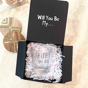 Proposta di bicchiere di liquore del Padrino, Bicchiere da whisky personalizzato del Padrino, Regalo del Padrino, Dio Padre, Sarai il mio padrino, Proposta Padrino