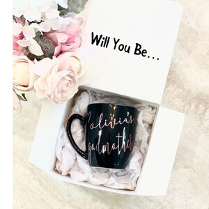 Godmother Black Mug gift set, Will You be Custom Godmother Proposal Gift, Best Friend Gift, Godmother Proposal, Madrina, Regalo Para Madrina
