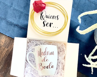 Madrina de Boda Mug Gift Set, Mi Madrina, propuesta para madrina de boda, Wedding gift ideas, Bridal Gift, Wedding godfather proposal, Nina