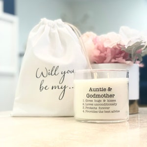 Auntie & Godmother Candle, Godmother Gift, Godmother Proposal, Gifts For Godmother Aunt, Godmother Keepsake, God mom Gift Godmother Proposal