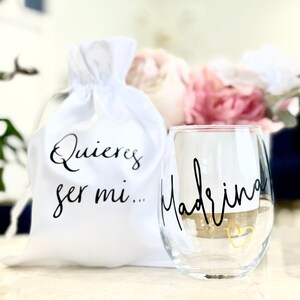 Madrina Wine Glass & Bag Proposal, Nina Gift, Godmother Proposal, Will You Be My Godmother, Madrina Proposal, Propuesta para madrina
