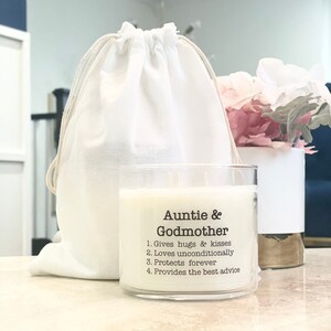 Auntie & Godmother Candle, Godmother Gift, Godmother Proposal, Gifts For Godmother Aunt, Godmother Keepsake, God mom Gift Godmother Proposal