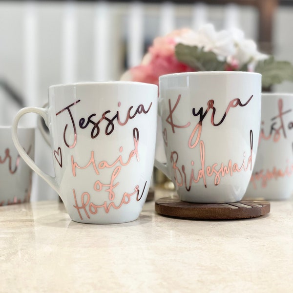 Personalized Bridal Party Mug, Custom Bridesmaid Maid of Honor Coffee Mug, Bridesmaid Proposal, Will You Be My Bridesmaid, Photo Bridal Prop