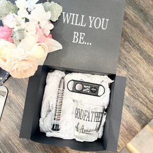 Godfather Whiskey Glass & Cigar tube Gift Box, Nino, Godfather Proposal Baptism Gift Set Padrino Proposal, God Father Beer, Bautizo