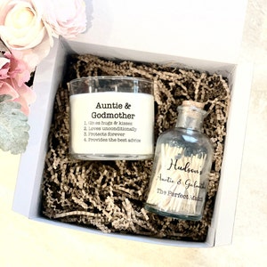 Auntie & Godmother Candle and glass bottle Matches, Godmother Gift, Candle god mother, Gifts For Aunt, tia, Candle Keepsake will you be my image 1