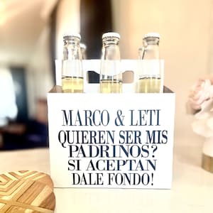 Padrinos Six Pack Craft Karton Beer Caddy Vorschlag, Chug to akzeptieren, Willst du mein Madrina Padrino Vorschlag sein Personalisierter Bier Caddy