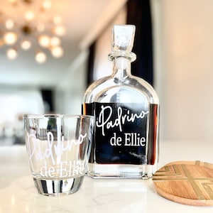 Padrino Decanter & Liquor Glass Gift, Godfather Custom liquor proposal, Godfather Gift, God Father, Will You Be My Godfather, Padrino Nino