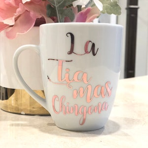 Tia Mas Chingona Spanish Baby announcement, Pregnancy Tia Gift ideas, Auntie Mug Set Baby announcement,Mom to Be, Aunt to Be Mug, Godmother