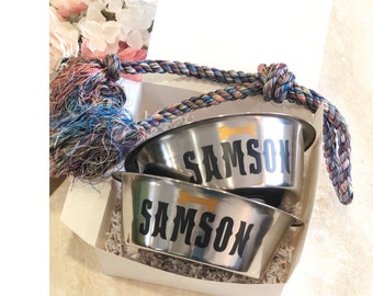Dog Personalized Gift Box, Doggy Gift, Dog Adoption Gift, Dog Birthday Gift, Dog Get Well Soon Gift, Pet Gift Box, Personalized Dog Bowls