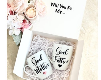 Godparents Mug Gift Set, Godparent Gift Ideas, Godmother, Godfather, Godfather Gift Idea, God Parent announcement, Madrina Gift, Padrinos