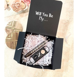 Godfather Cigar Themed Gift Box, Nino, Custom Godfather Proposal, Celebration Box, Baptism Gift Set, Godfather Gift, Godfather Cigar Clipper