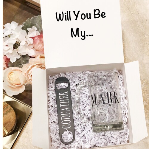 Godfather Beer Mug Gift Box Will You Be My Custom Godfather Etsy