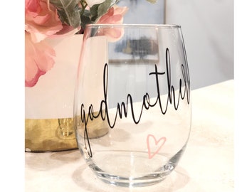 Godmother Wine Glass, Custom Godmother Gift, Best Friend Gift, Godmother Gift Gift, Godmother Proposal, Will You Be My Godmother, Madrina