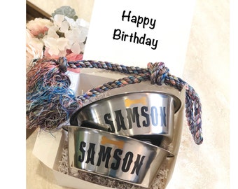 Dog Personalized Gift Box, Doggy Gift, Dog Adoption Gift, Dog Birthday Gift, Dog Get Well Soon Gift, Pet Gift Box, Personalized Dog Bowls