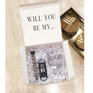 Godfather Whiskey & Cigar Themed Gift Box, Cigar, Custom Godfather Proposal, Baptism Gift Set, Padrino Proposal, God Father Beer, Bautizo