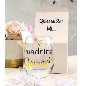 Madrina Stemless Wine Glass Gift box, Best Friend Gift, Madrina Gift, Godmother Proposal, Will You Be My Godmother, Madrina, Will You Be My