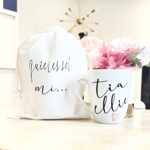Personalized Tia Mug & Bag proposal, Pregnancy Announcement ideas, Tia Mug, Aunt Gift, Promoted to Aunt, Baby announcement, Titi, Tia to be