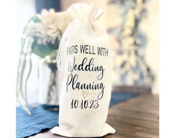 Pairs Well With Wedding Planning Wine Gift Bag, engagement gift, gift for bride, newly engaged gift, wine tote Wedding Planning Bridal Wine