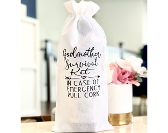 Funny Godmother Wine Themed Proposal, Godmother Wine Bag, Godmother Gift, Godmother Proposal, Will You Be My Godmother Madrina, nina gift