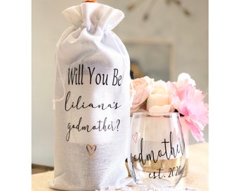 Godmother Wine Themed Proposal, Godmother Wine Bag & Glass, Godmother Gift, Godmother Proposal, Will You Be My Godmother, Madrina Proposal