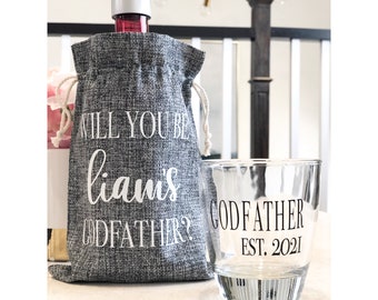 Godfather Liquor Bag & Glass Proposal, Godfather Custom liquor bag, Godfather Gift, God Father, Will You Be My Godfather, Padrino Proposal