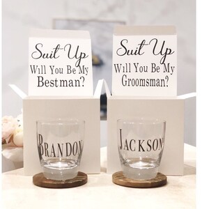 Trauzeugen-Geschenk-Set, Whisky-Gläser, Trauzeugen-Gläser, Trauzeugen-Vorschlag, Anzug Geschenk-Box, Trauzeugen-Geschenk, Hochzeitsglas, Groomsman-Geschenke