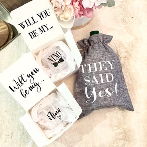 Shot Glass & Bag Nino Nina they said yes, Godmother Godfather Godparent liquor Bag and Shot glasses Godparent Gift Will You Be My Godparents