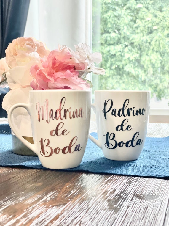 Padrinos de Boda Mug Set, Regalo Para Padrinos, Godfather Gift Idea,  Madrina de Ramo gift, Wedding party gift, Madrina Gift, Padrinos