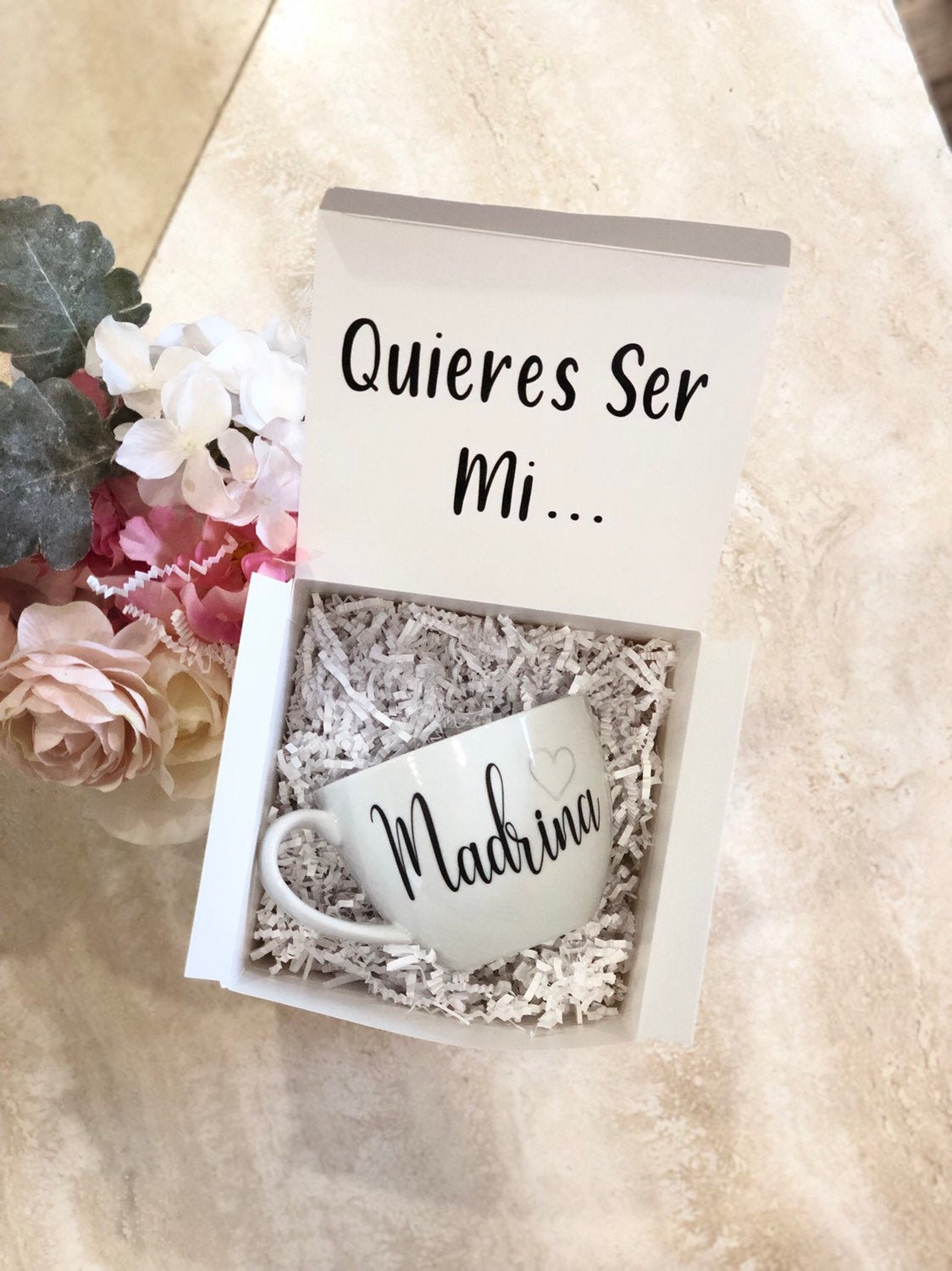 Madrina Gift Set, Quieres Set Mi Madrina, Will you be My Madrina, Godmother ideas, Spanish Madrina Mug, Comadres announcement, Reveal, Box
