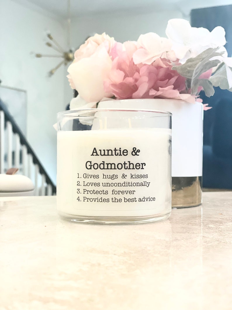 Auntie & Godmother Candle and glass bottle Matches, Godmother Gift, Candle god mother, Gifts For Aunt, tia, Candle Keepsake will you be my image 2