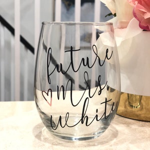 Future Mrs Wine Glass, Bride Gift, Engagement Gift, personalized future mrs wine glass, gift for bride, future mrs gift, bridal shower gift image 2