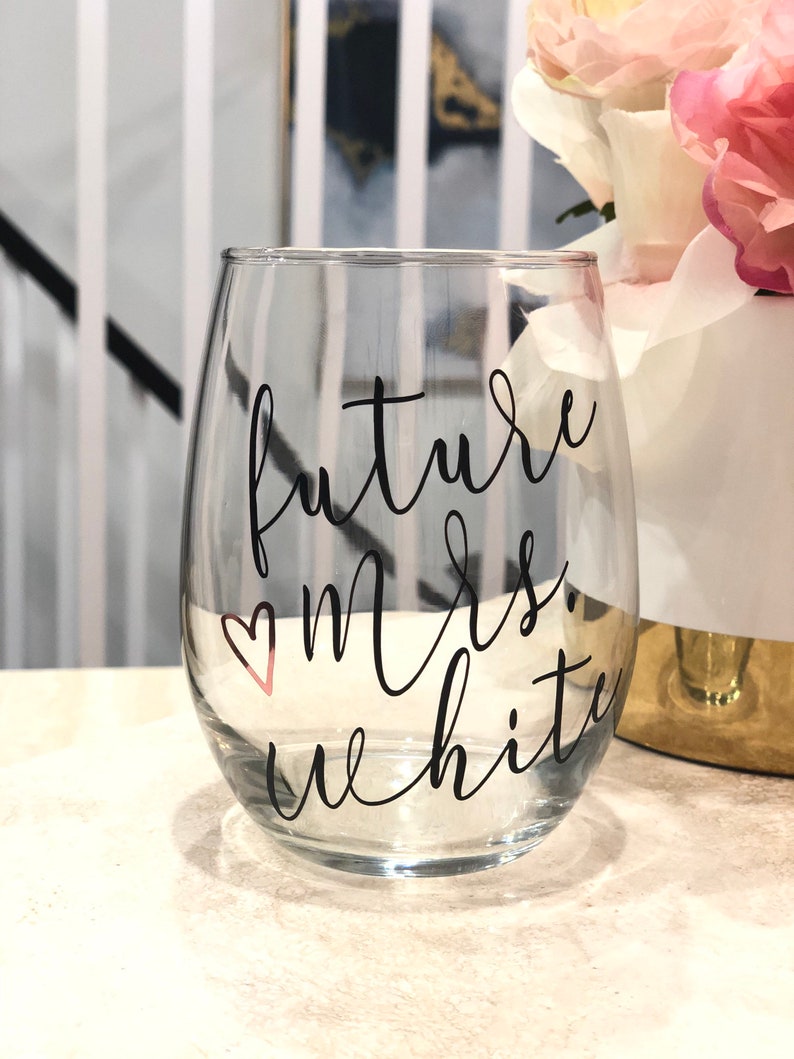 Future Mrs Wine Glass, Bride Gift, Engagement Gift, personalized future mrs wine glass, gift for bride, future mrs gift, bridal shower gift image 2