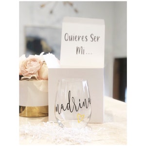 Madrina Stemless Wine Glass Gift Set, Best Friend Gift, Madrina Gift, Godmother Proposal, Will You Be My Godmother, Madrina, Will You Be My