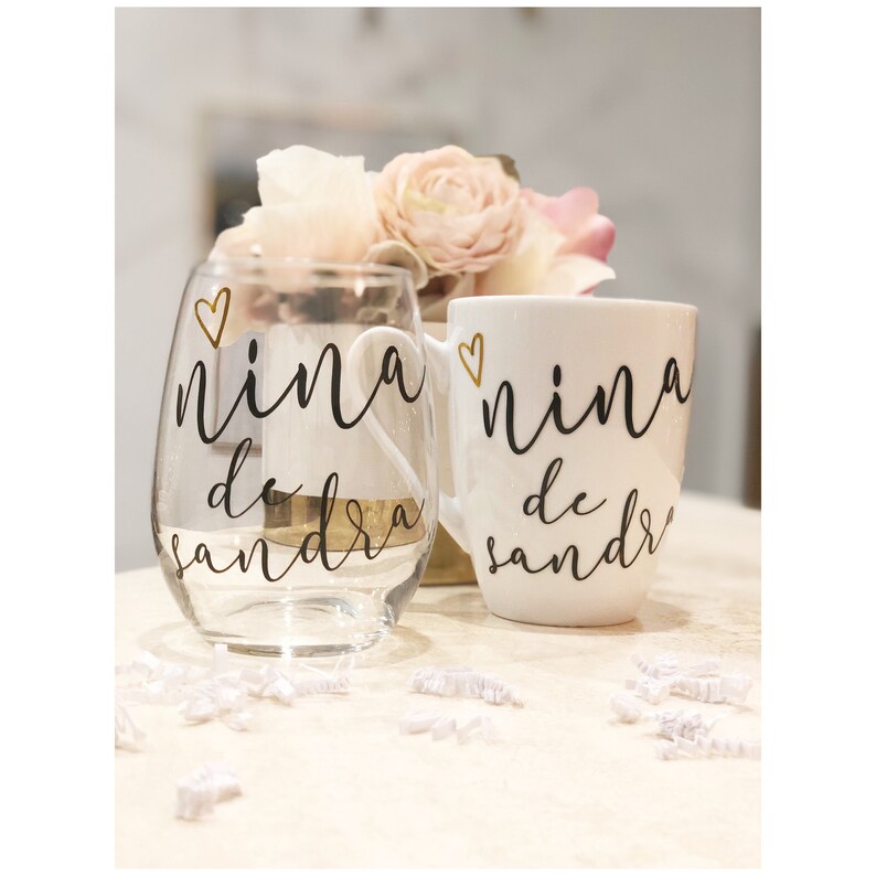 Nina Mug Wine Glass and Candle Gift box Godmother ideas
