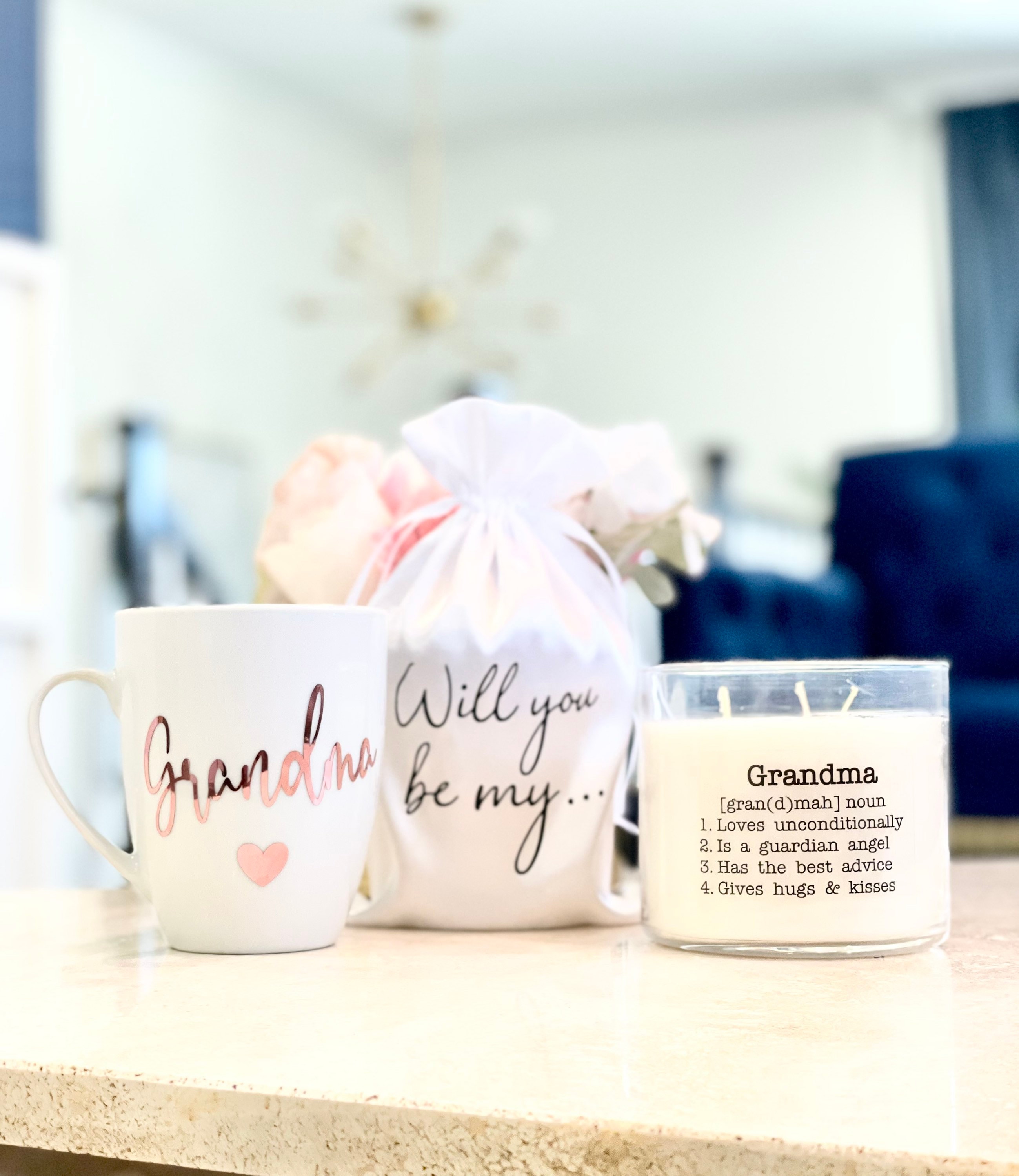 Grandma Candle & Mug Proposal Announcement Nana Candle Pregnancy Announcement Promoted To Grandma Baby Surprise, Meemaw