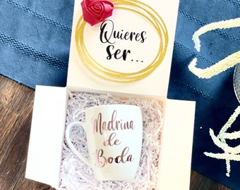 Madrina de Boda Mug Gift Set, Mi Madrina, Padrino Proposal, Wedding Godmother gift, Bridal Gift, Wedding madrina proposal, Boda, Wedding
