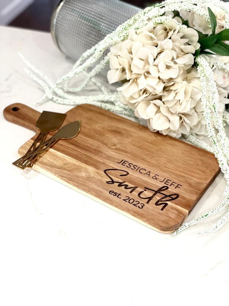 Charcuterie Board Personalized Serving Board Monogrammed Cheese Board Engagement Gift Bridal Shower Gift Newlywed Housewarming New Home