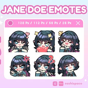 Zenless Zone Zero Jane Doe Emotes | 6 Emotes for Twitch, Discord, & Youtube Stream | Ready To Use Digital Download Files | ZZZ Game Emotes