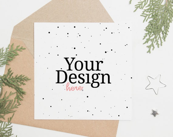 Square Card Mockup Christmas Card Mockup Invitation Card Etsy