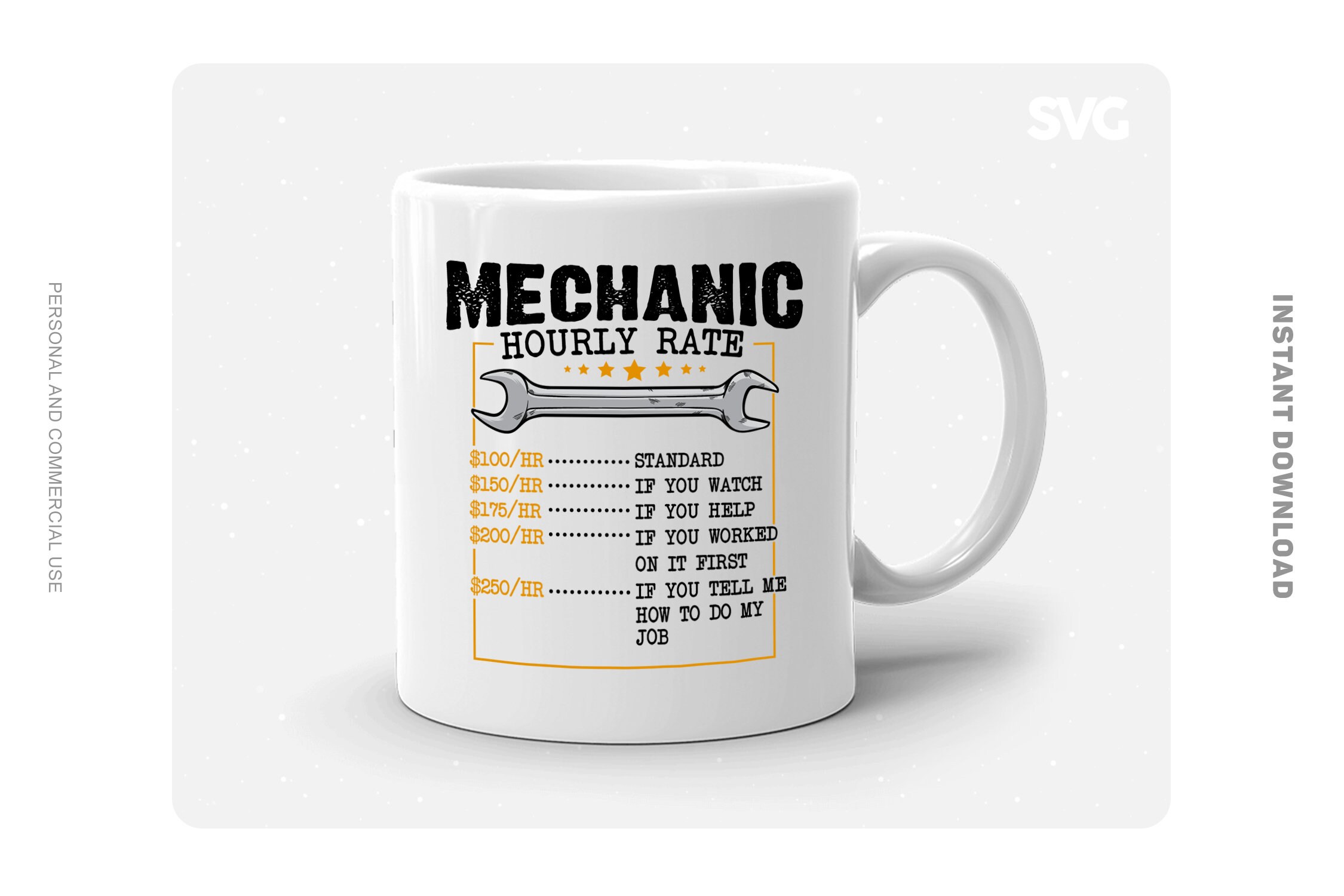 Mechanic Hourly Rate SVG Commercial Use | Etsy