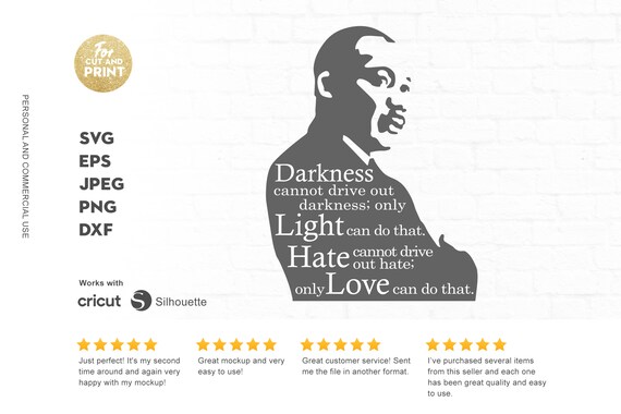 Martin Luther King Jr Quotes Svg Darkness Light Hate Love Etsy