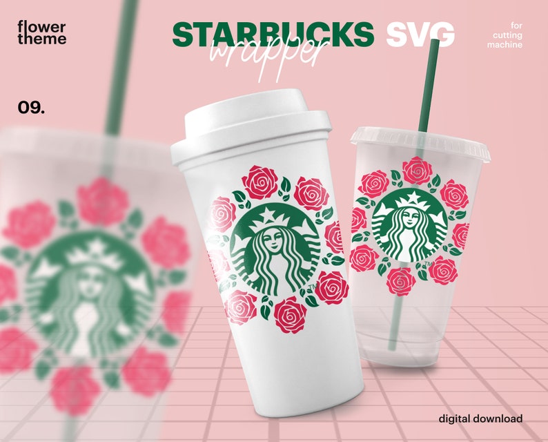 Download Starbucks SVG Full Wrap Starbucks Flower SVG Reusable | Etsy