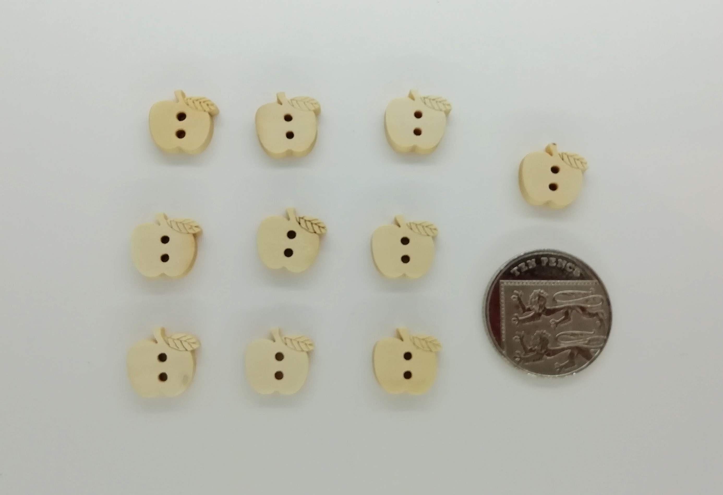 Wooden Apple Buttons 10 Buttons Etsy