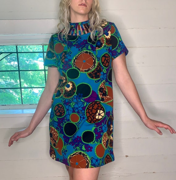 1960s handmade Psychedelic shift dress