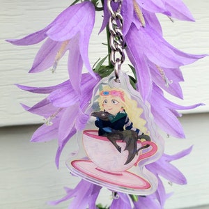 Weird Girl in Cup Shatter Holo Keychain
