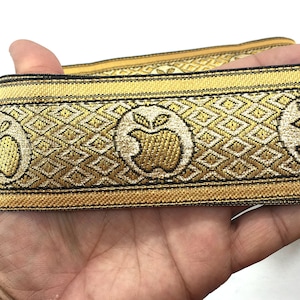 9 Yards Indian Gold Jacquard Ribbon Lace For Crafting,Sewing,decorative trim,Embroidered sari border,trimming,fabric,gota patti,