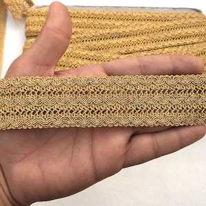 By Yard  Gold Woven Ribbon Lace Trim For Crafting,Sewing With Beautiful Design Used In Different Artifacts