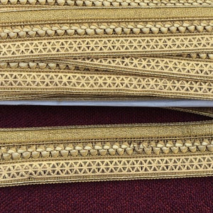 By Yard  Gold Woven Ribbon Lace Trim For Crafting,Sewing With Beautiful Design Used In Different Artifacts