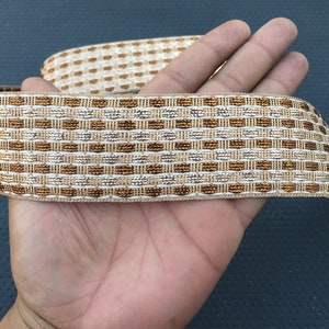 Antique Gold Jacquard  Ribbon Lace For Crafting ,Sewing With Embroider Design Used In Different Artifacts(sold by the yard)