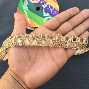 Golden Woven Tassel Fringe Ribbon Lace Trim, Sewing Crafting By Yard